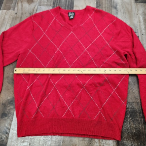 Mens Jos A Bank Executive Collection size XL Red Lambs Wool Blend Vneck Sweater - Picture 6 of 7